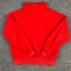 Midwest Traders Fleece Mens Size L Red Quarter Zip Pullover Mock Neck Vintage